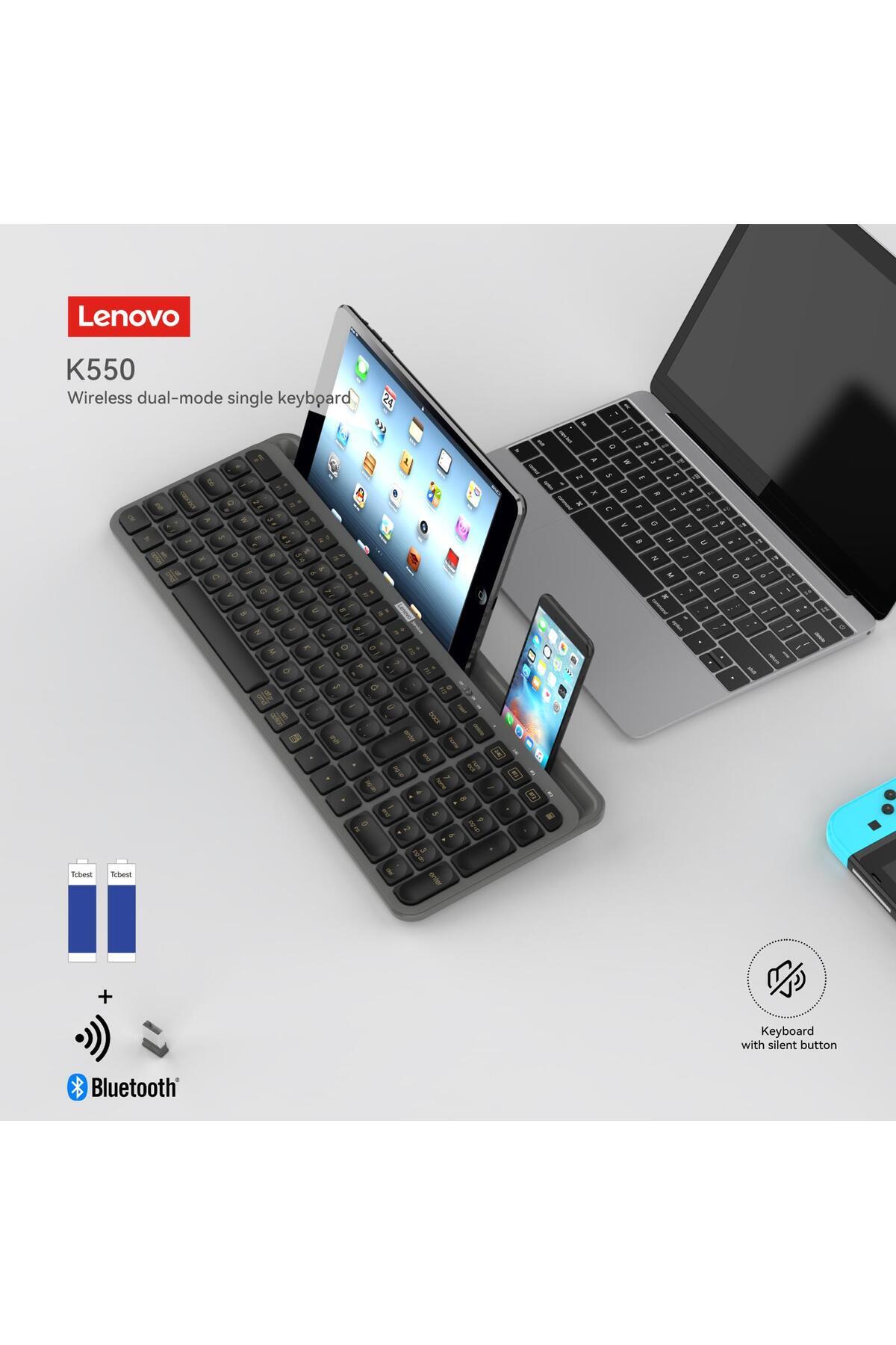 پایه تبلت K550 با بلوتوث + کیبورد بی‌سیم دو حالته ساکت 2.4 گیگاهرتز Q ترکی