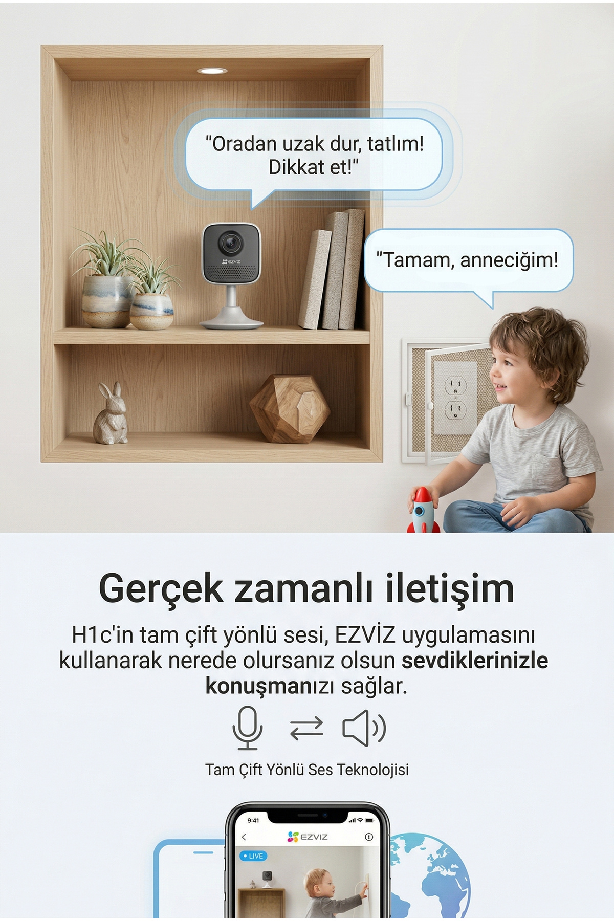 BAFRA LİHGTİNG Akıllı Ev Wi-Fi Kamerası, 2 MP 108° Geniş Açılı, Küp Güvenlik Kamera, Ses-İnsan Algılayan Bebek Kame fotoğrafı 5 (önizleme)