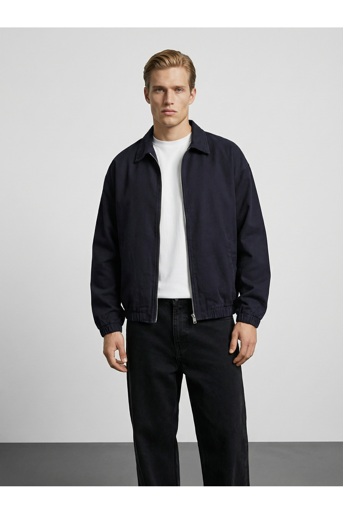 maroni  Erkek bordo pamuklu gabardin kumaş klasik yaka bel ve kol lastikli fermuarlı ceket - Görsel 3