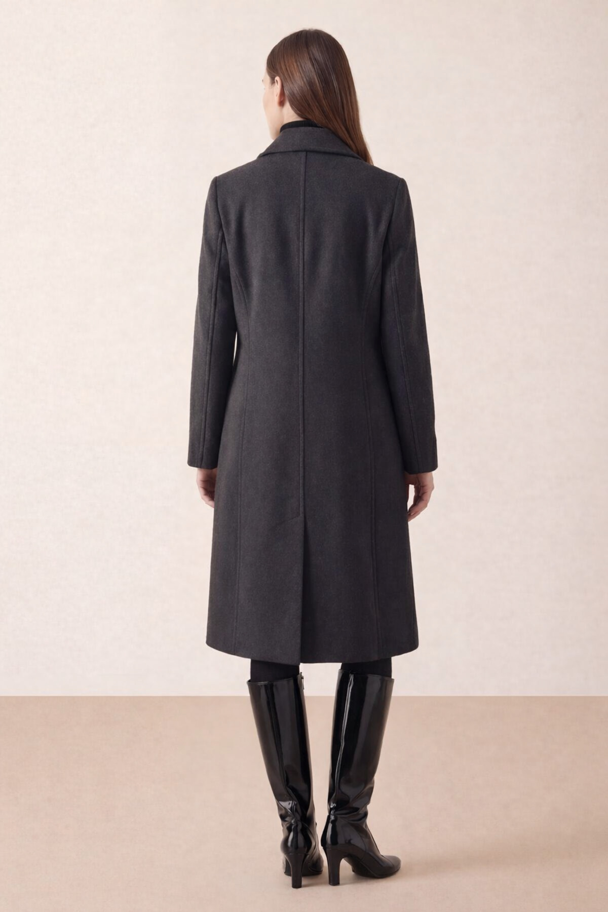 bagis  Bagi's Fleto Cep Kaşe Kaban Siyah - Görsel 4