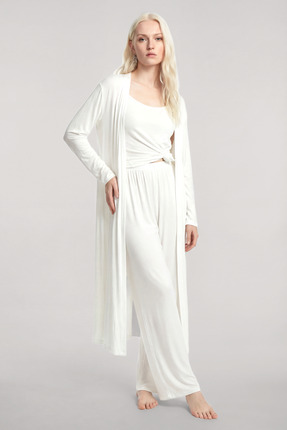 Akbeniz Uzun Kimono 3'lü Takım Ekru