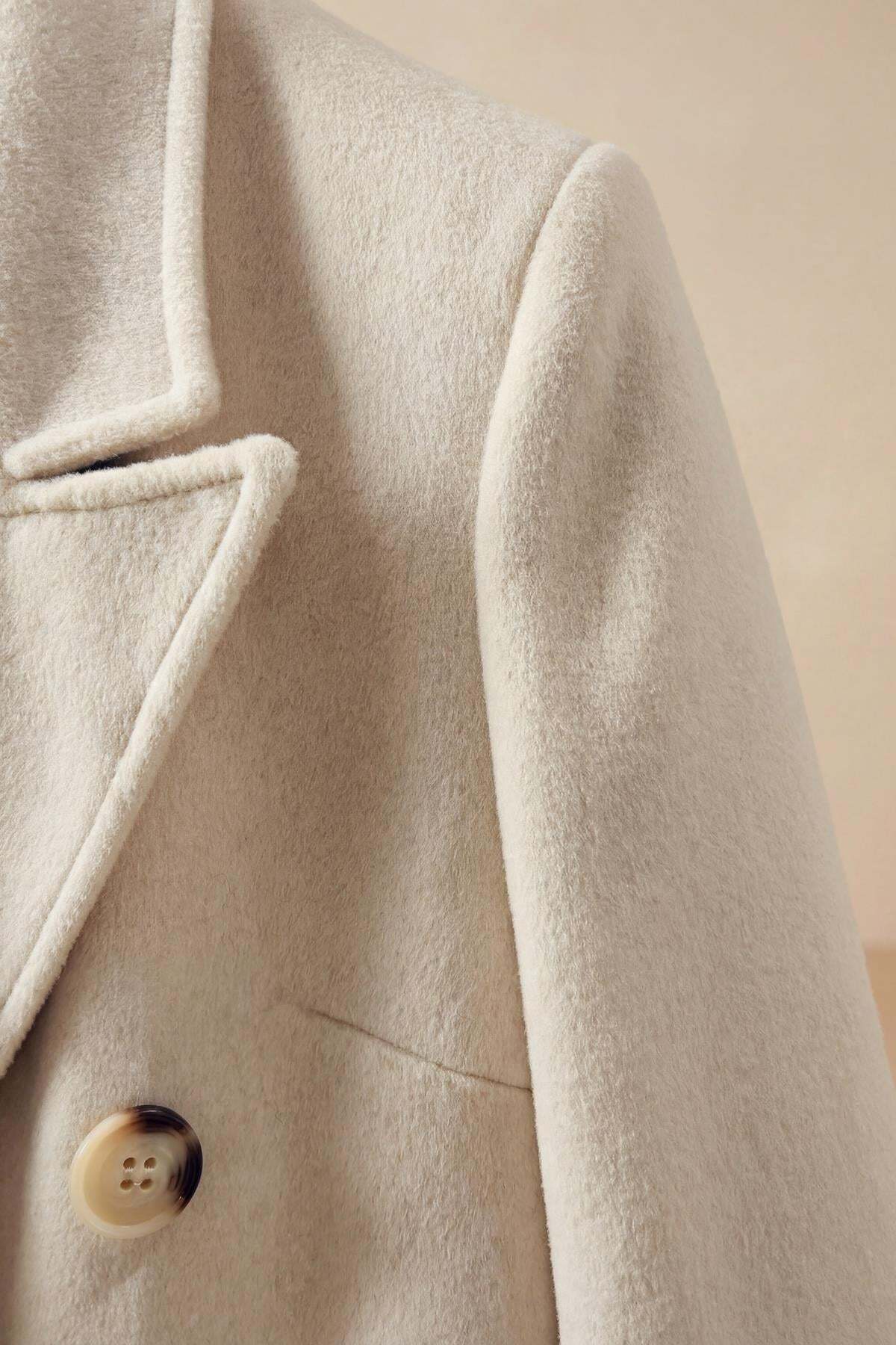 bagis  Bagi's Fleto Cep Kaşe Kaban EKRU - Görsel 5