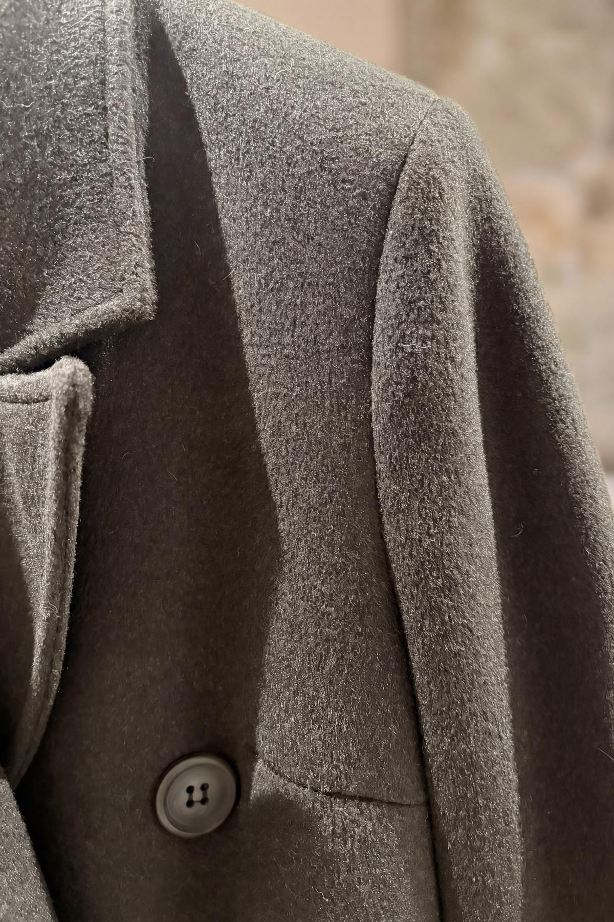 bagis  Bagi's Fleto Cep Kaşe Kaban Siyah - Görsel 5