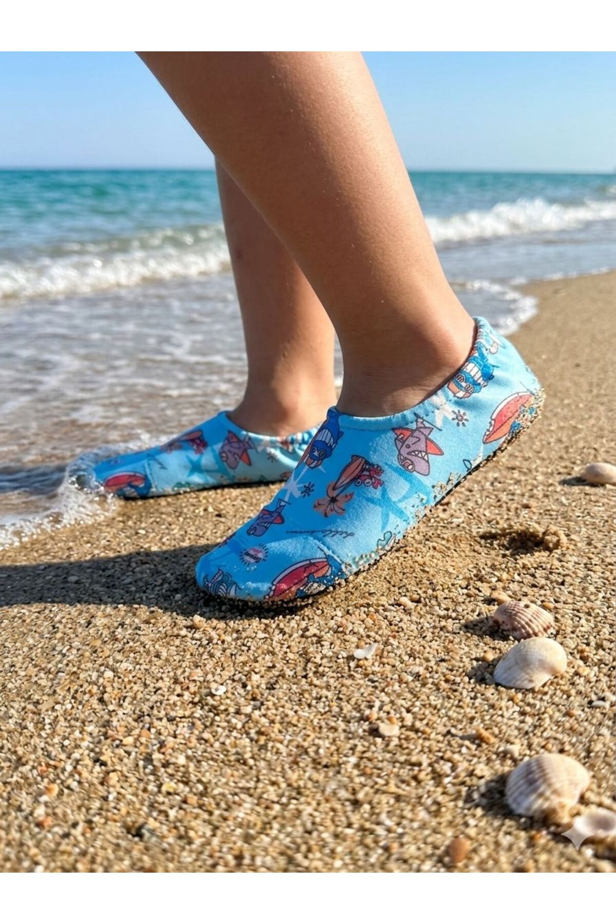 Anti-Slip Sole Baby Kids' Sea Shoes, Swimwear Fabric, Pool Shoes Shark Pattern