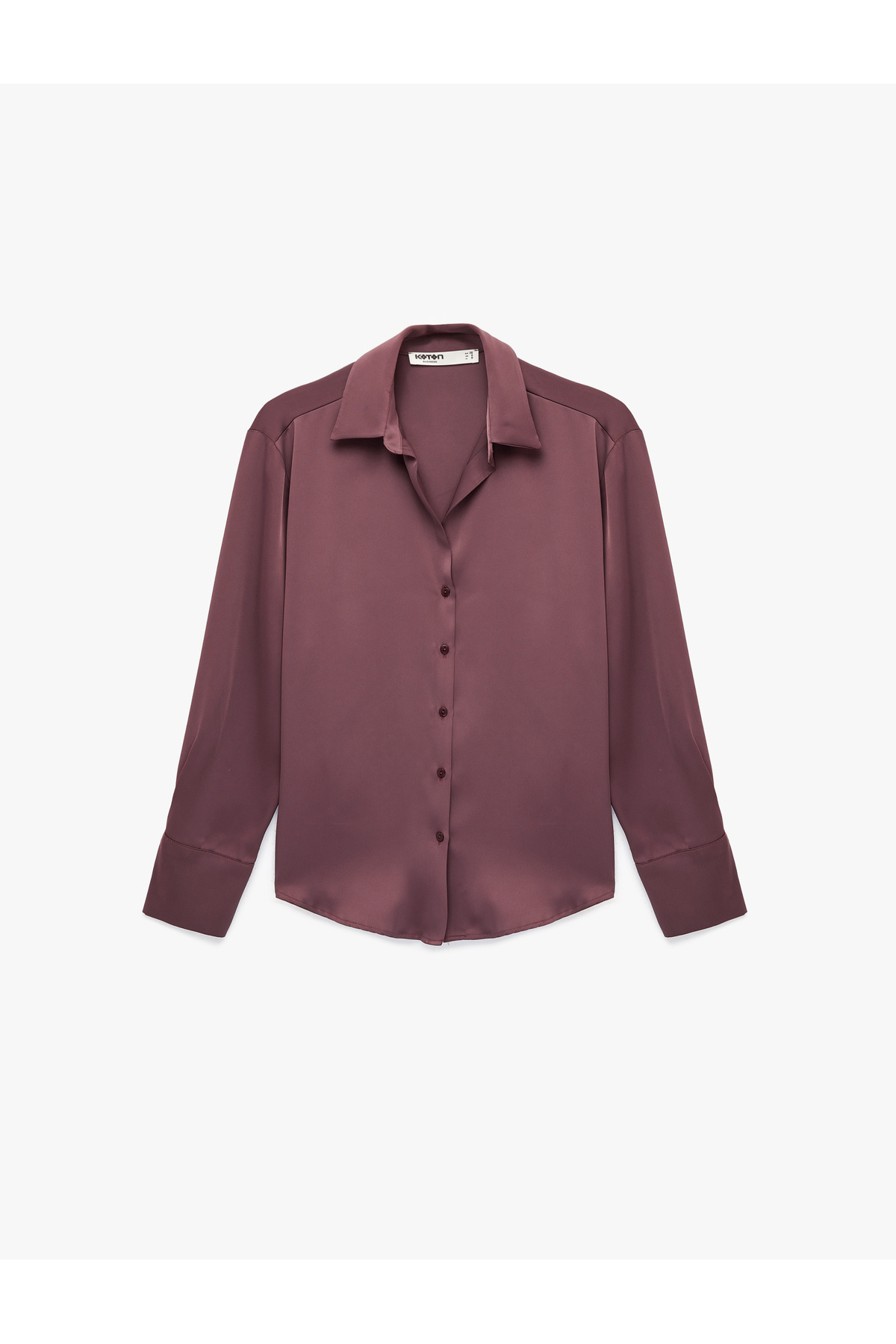 Koton  Klasik Yaka Uzun Kollu Rahat Kalıp Düğmeli Saten Gömlek - Görsel 3