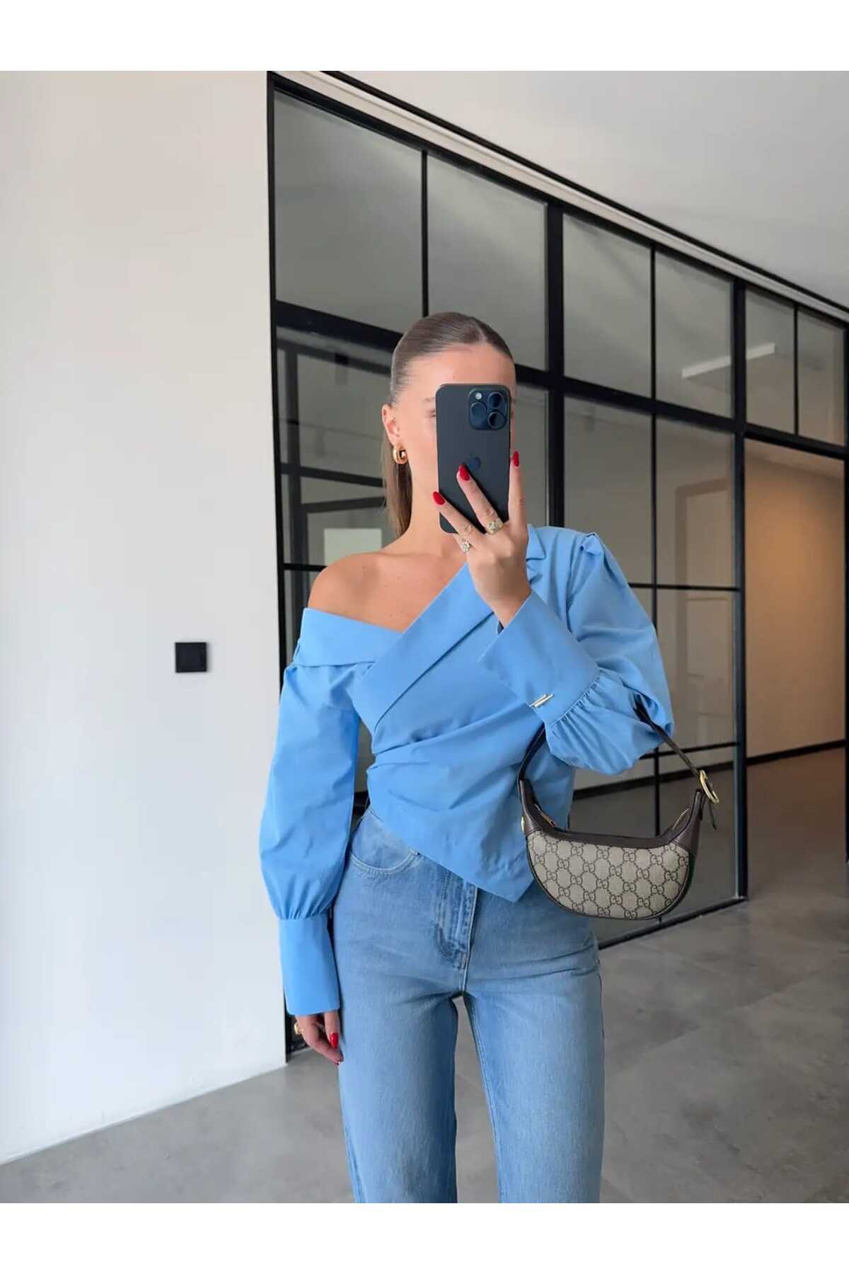 IŞILDA FASHION  Işılda omuz açık gömlek