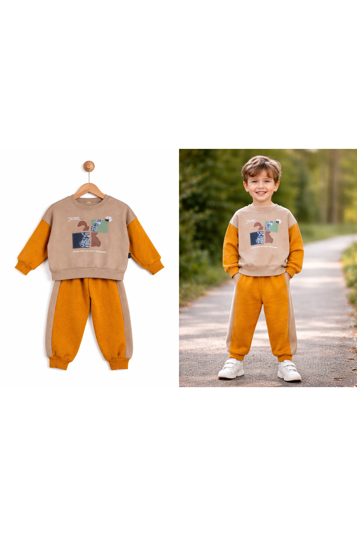 vinezza Erkek Çocuk Kışlık Eşofman Takımı Sweatshirt Alt Pamuklu Üç İplik Şardonlu fotoğrafı 3 (önizleme)