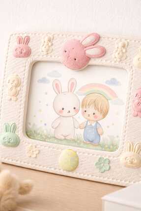 ABCPANO Boyanabilir Çerçeve Seti Tavşan Figürlü – Hobi Boyama Seti 17x14 cm D...