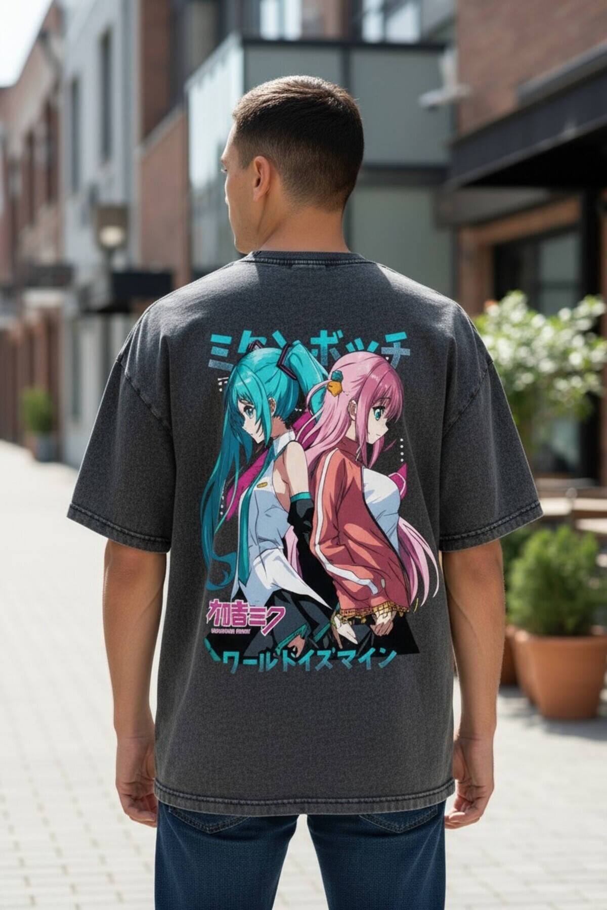 FG KONNİCHİWA Hatsune Miku Oversize Tişört Anime Cosplay Manga T