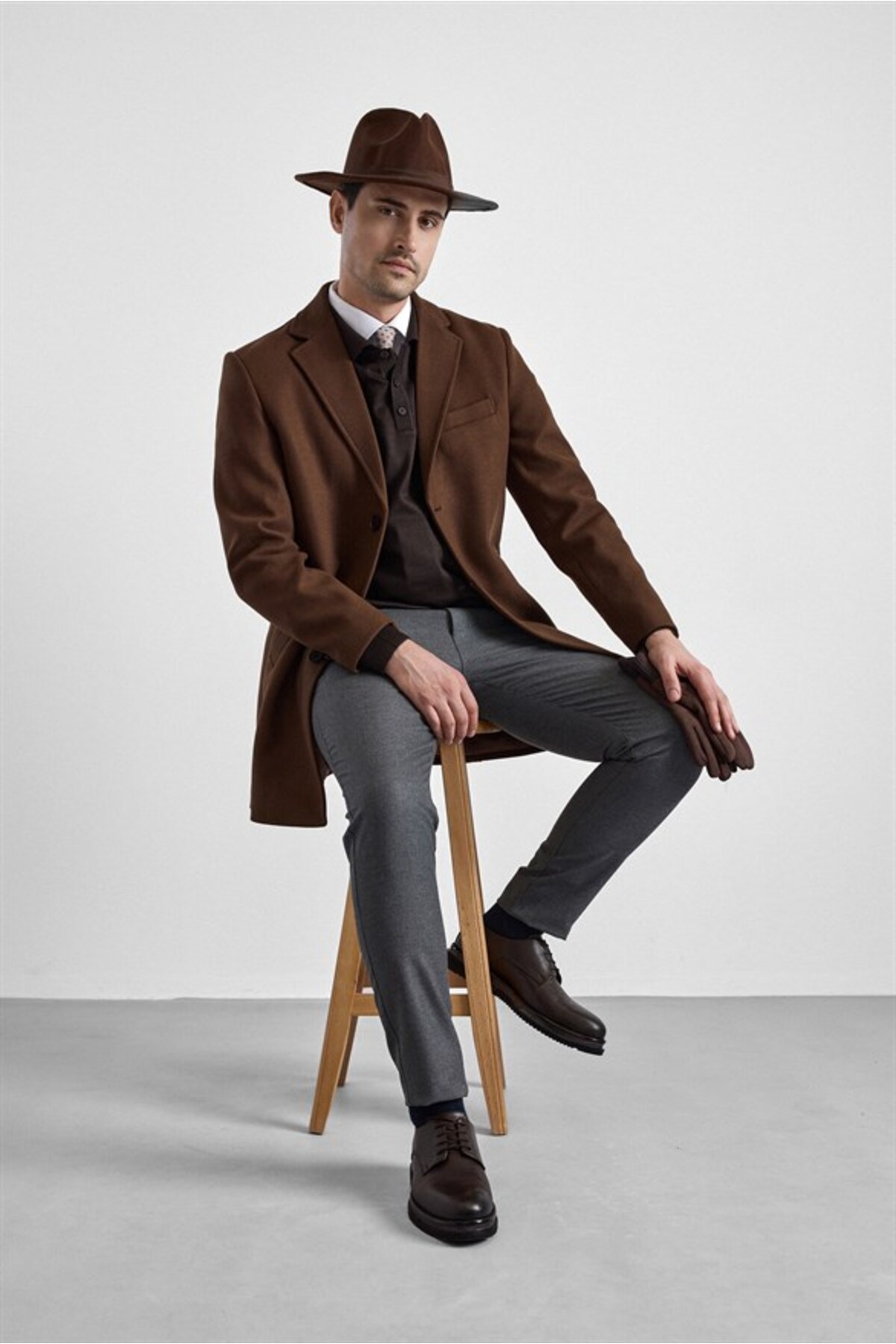 SÜVARİ  Koyu Kahve Slim Mono Yaka Düz Yan Cepli Düğmeli Dolgusuz Rüzgar Geçirmez Kaban - Görsel 7