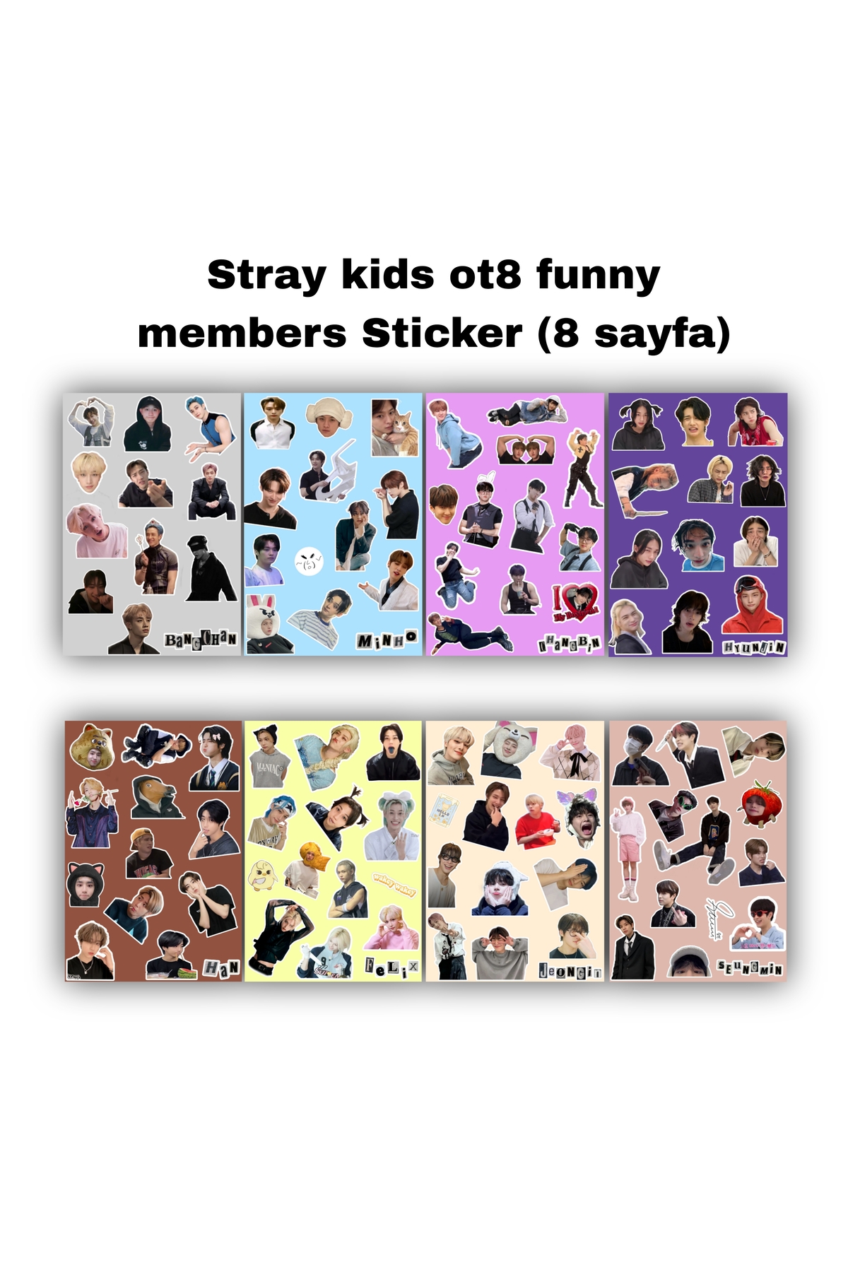 Sntay Stray kids funny members sticker seti ot8 (8 sayfalık