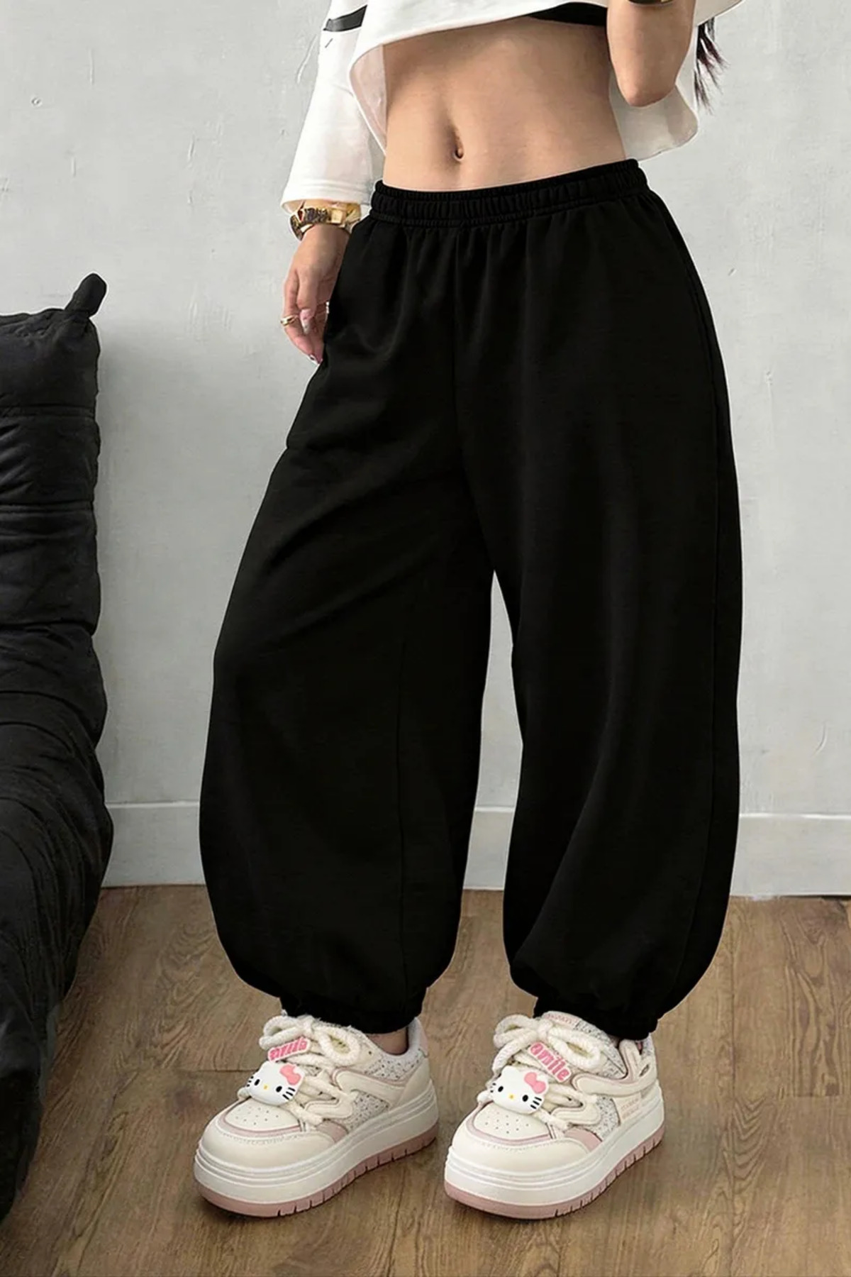 vladivosto Geniş Kalıp Paçası Lastikli Günlük Unisex Yüksek Bel Ekstra Bol Büyük Beden Oversize Baggy görsel 2