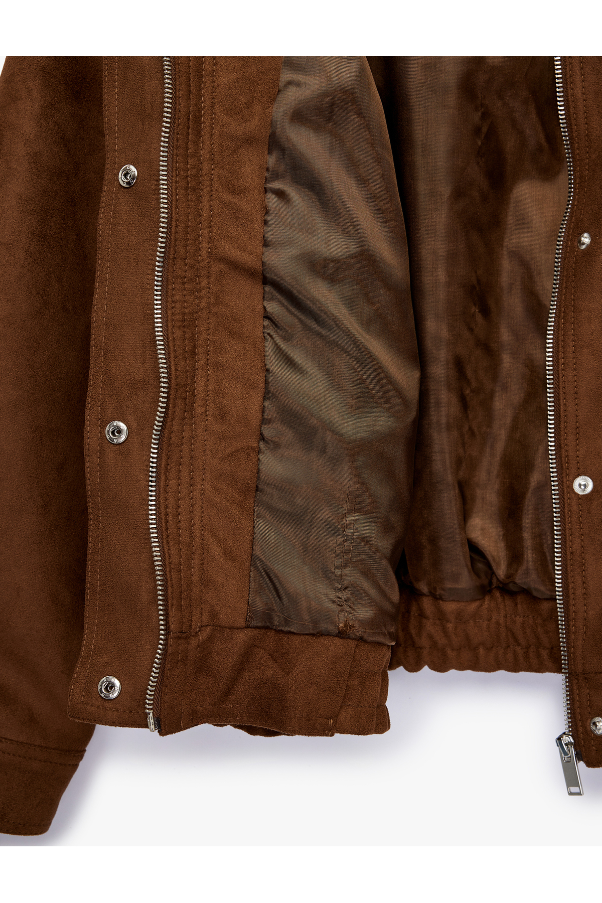 Koton  Uzun Kollu Cep Detaylı Fermuarlı Dik Yaka Süet Görünümlü Ceket - Görsel 8