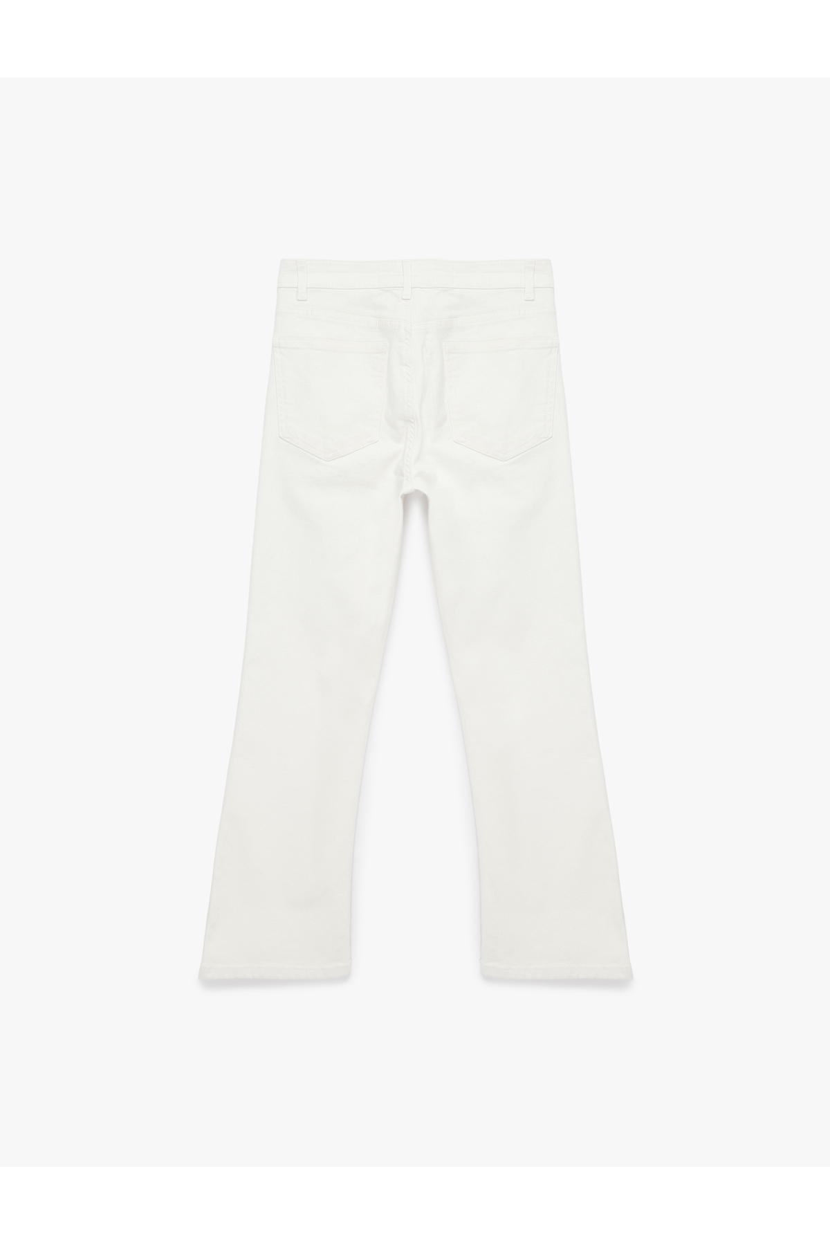 Koton  Normal Bel Dar Kalıp Pamuklu Düğmeli Kısa İspanyol Paça Pantolon - Kick Flare Jeans - Görsel 6