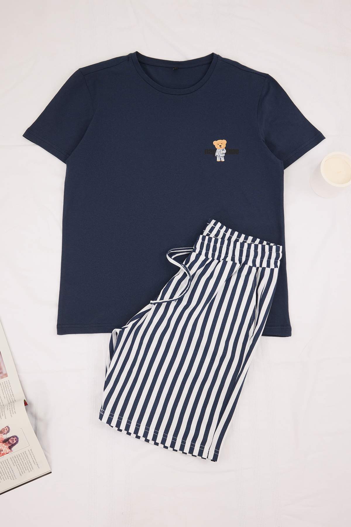 Trendyolmilla Man Lacivert Regular Çizgili Homewear Pijama Takımı TMNSS24PT00017