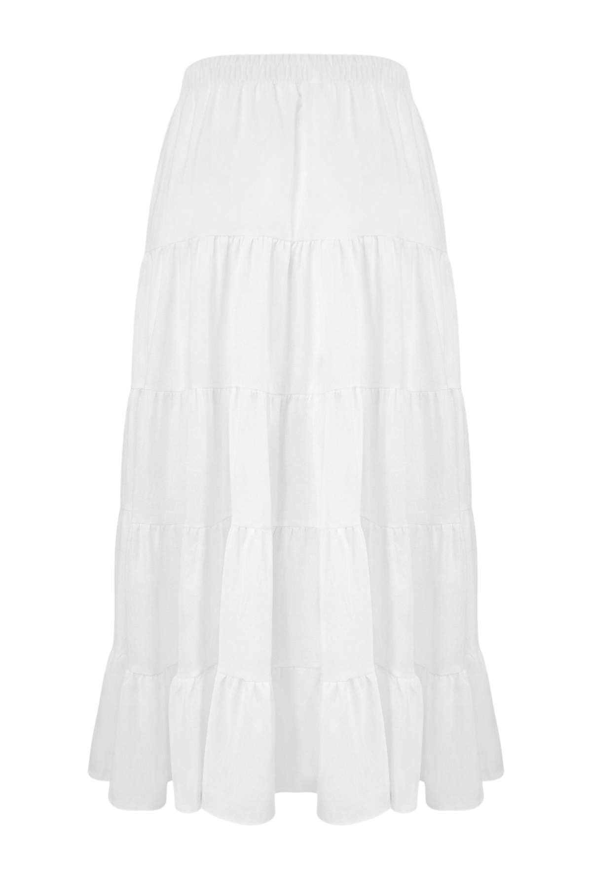 Trendyolmilla  Beyaz Dokuma Büyük Beden Etek TBBSS26AZ00005 - Görsel 6