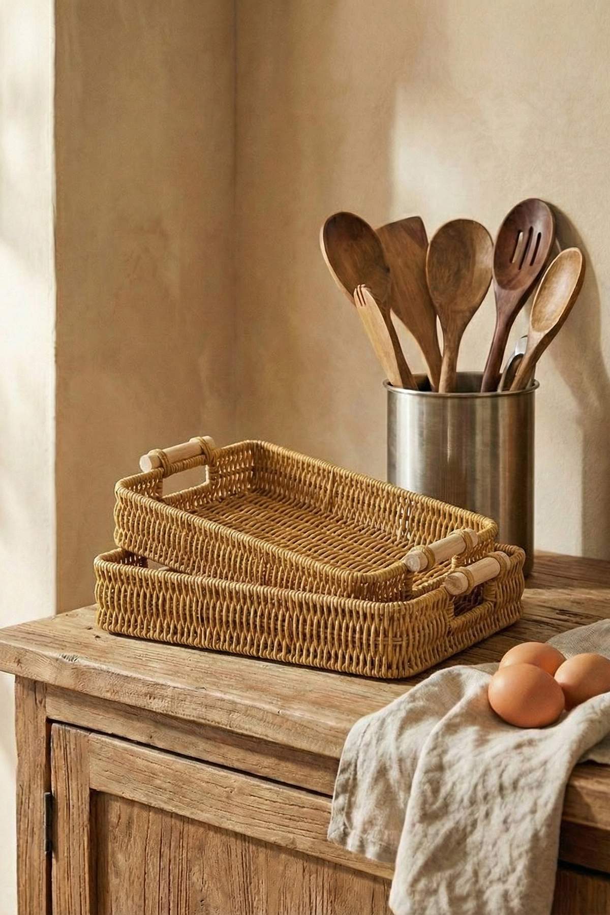 Trendyol Home Set of 2 Wicker Look Trays Tphss26Tps00002