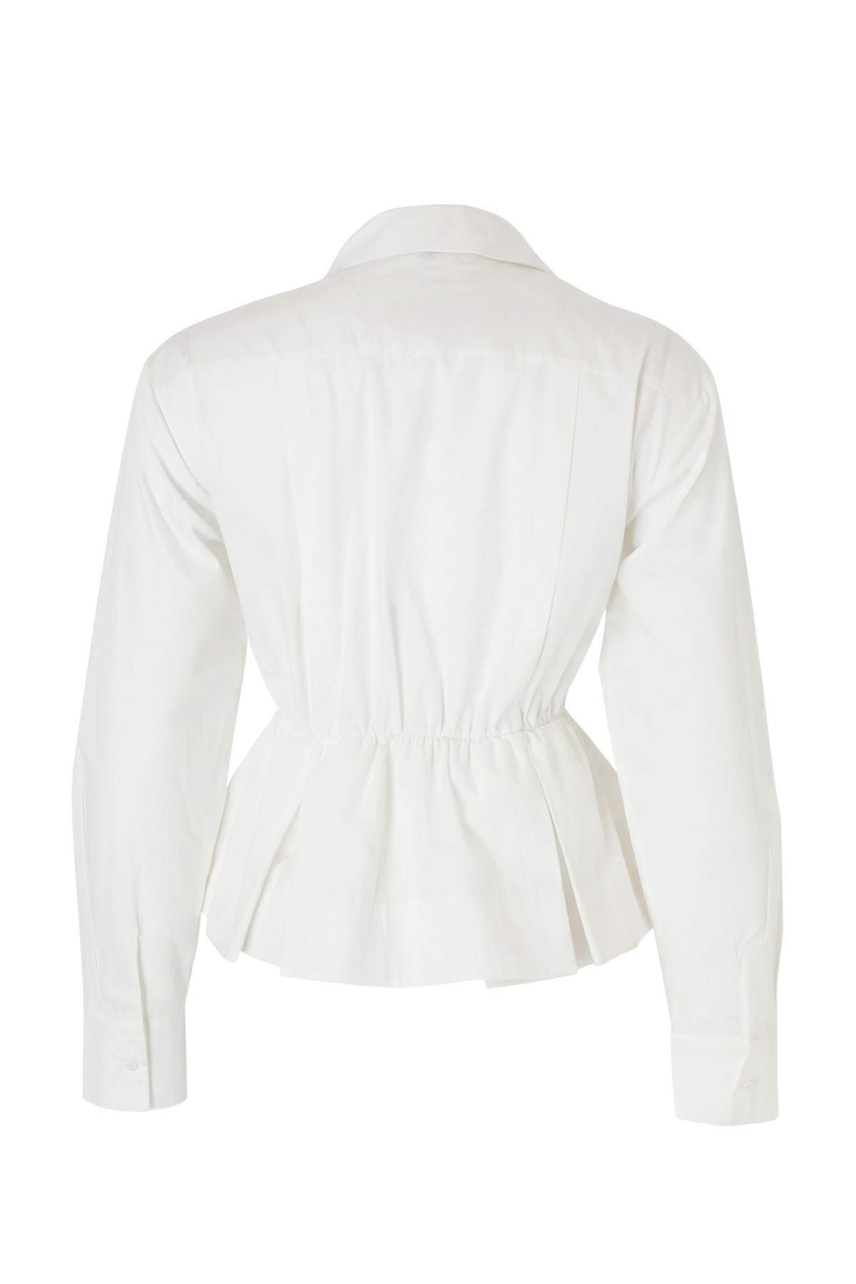 Trendyolmilla  Limited Edition Beyaz Bele Oturan Pamuk Gömlek TWOSS26GO00136 - Görsel 2