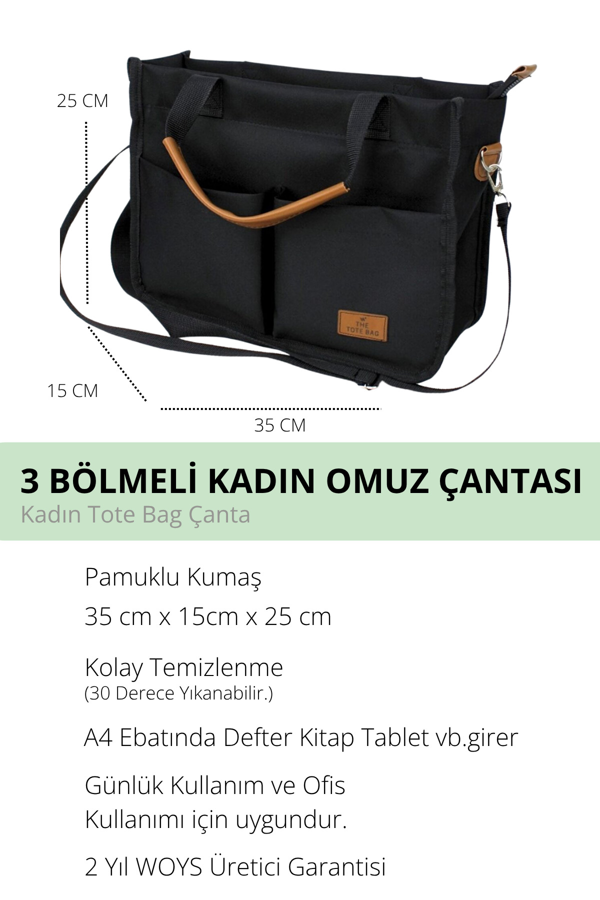 Woys Bags ÜÇ GÖZLÜ THE TOTE BAG CANVAS KADIN OMUZ ÇANTA fotoğrafı 2 (önizleme)