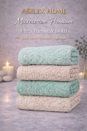 Asilex Home Collection 4’lü El Yüz Havlusu %100 Microcotton Premium Lüx 50x90...