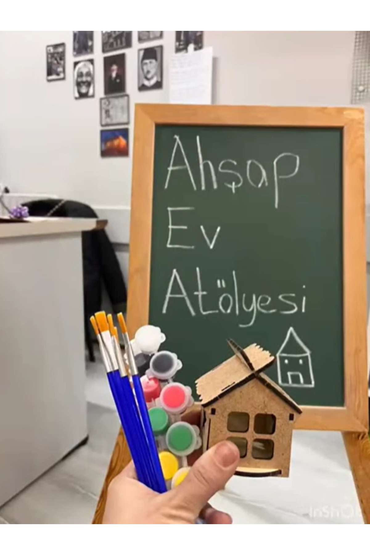 kutuTR 24 Parça Boyanabilir Mini Ahşap Ev Seti – Eğitici Etkinlik ve Dekor Oyunu Maket Ev fotoğrafı 7 (önizleme)