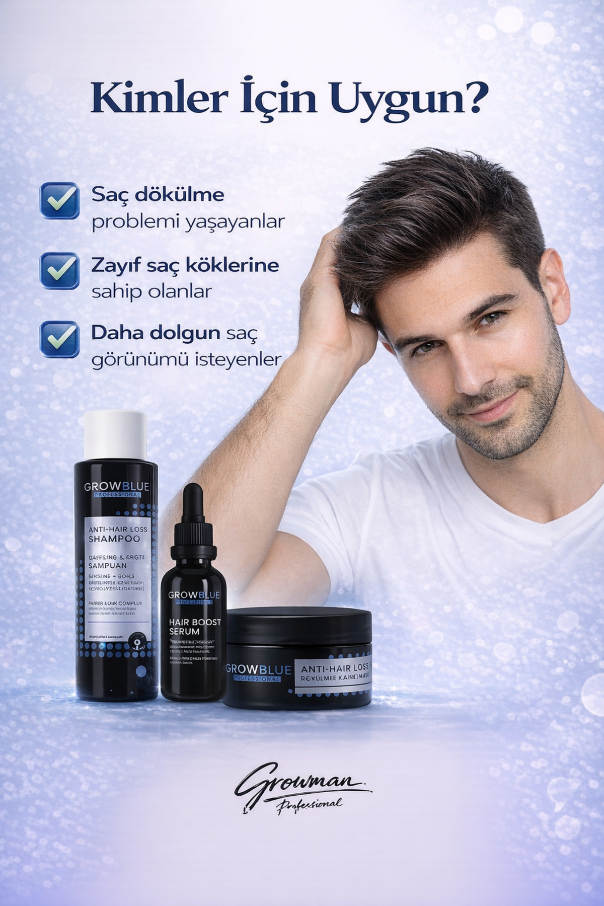 Erkek Saç Dökülme Karşıtı Yoğun Bakım Seti - Güçlendirici ve Besleyici — GM-ERK-DKS-SET01 — تصویر 7 از 7
