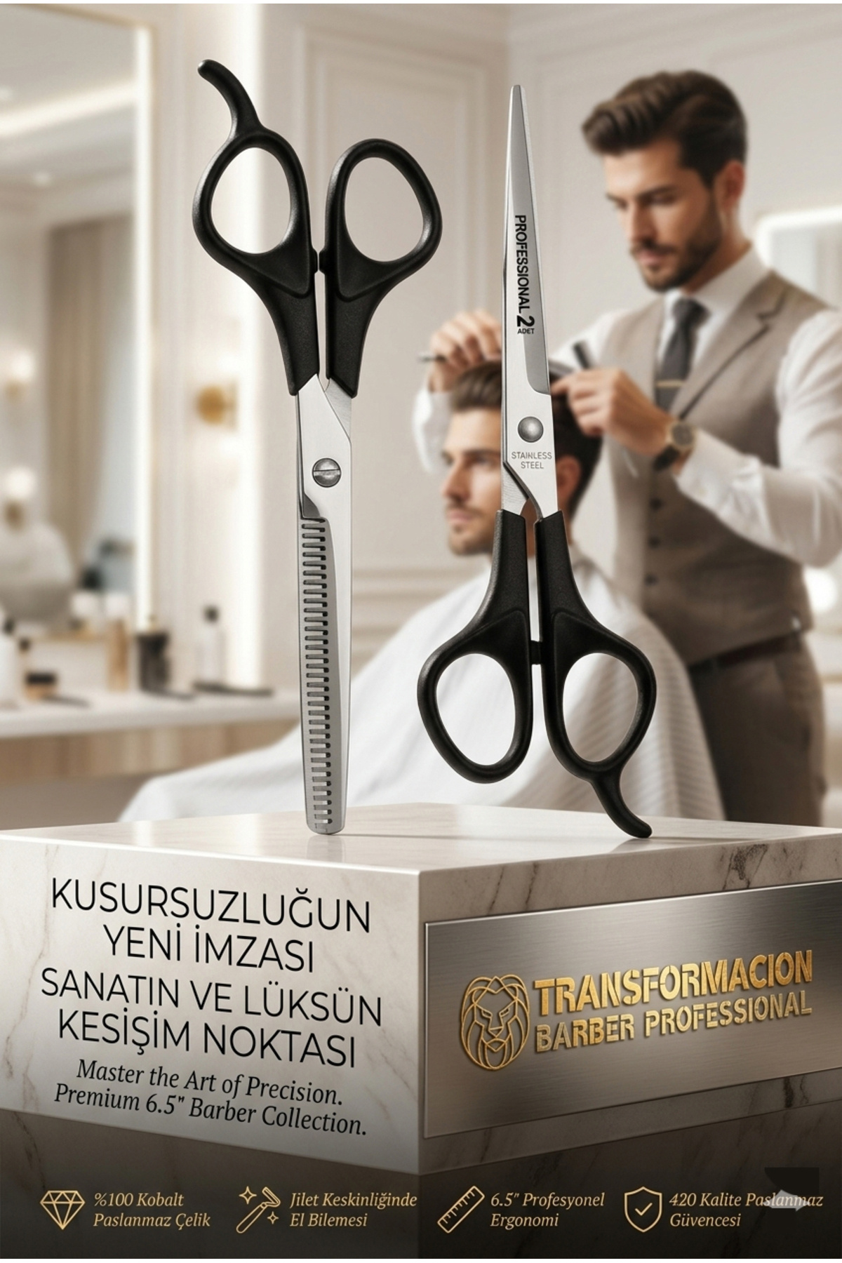 Transformacion Berber Makas Ara Makas Seti Profesyonel 6.5 Inç