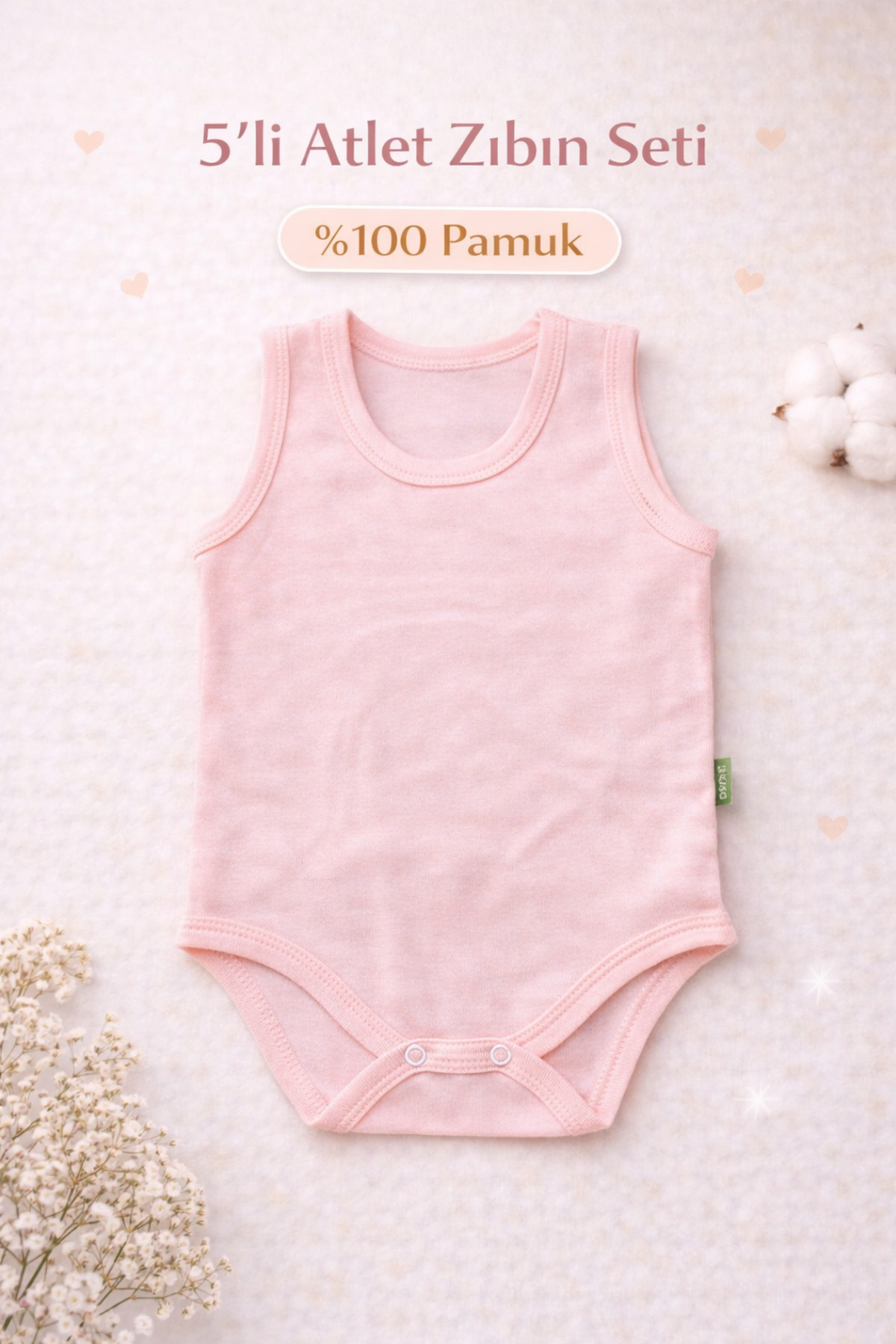 Vivolas %100 Pamuk 5'li Bebek Çıtçıtlı Body Atlet Seti Renkli Zıbın Kız & Erkek 0-4 Yaş fotoğrafı 3 (önizleme)