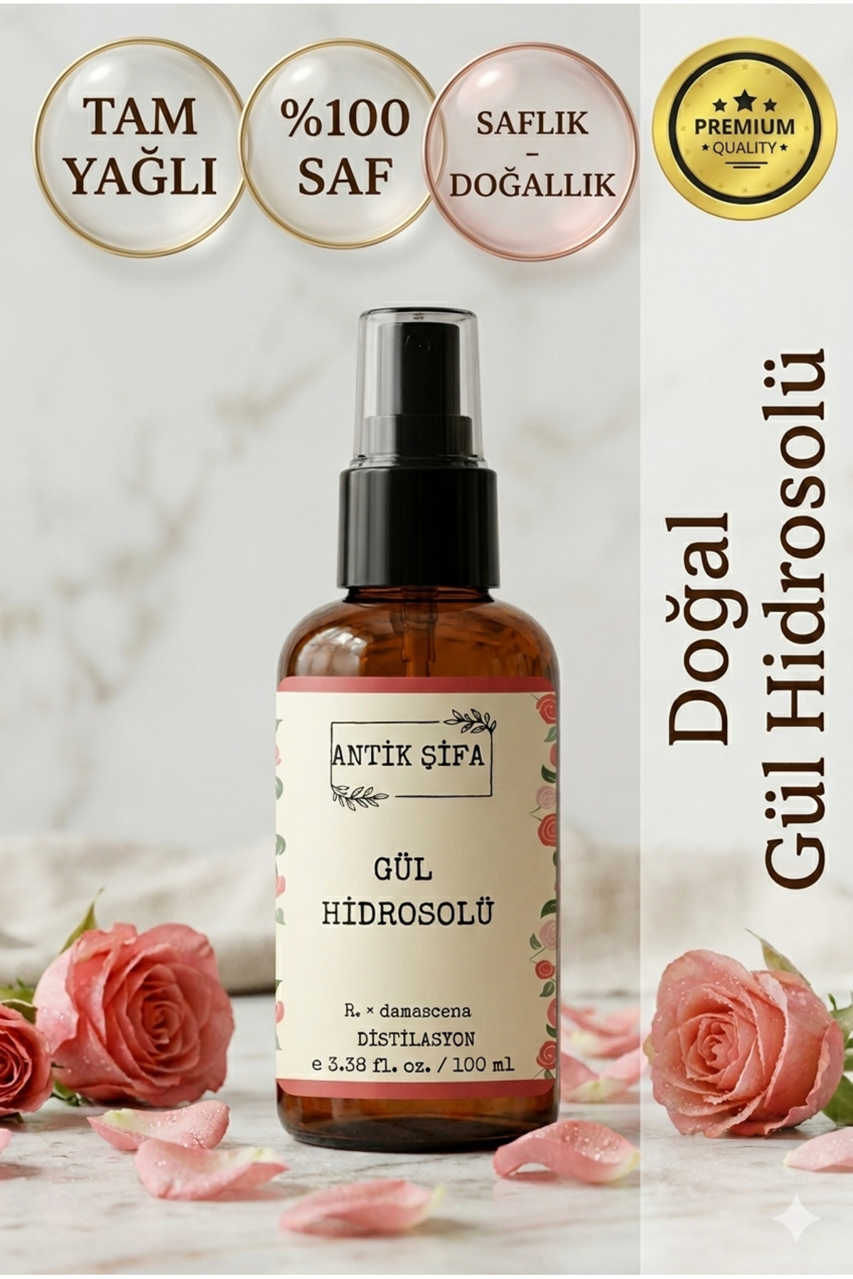 Yağlı Doğal Gül Suyu 100 ml - Saf Tam Yağlı Doğal Gül Hidrosolü Tonik 100 ml — hidrosolgul1