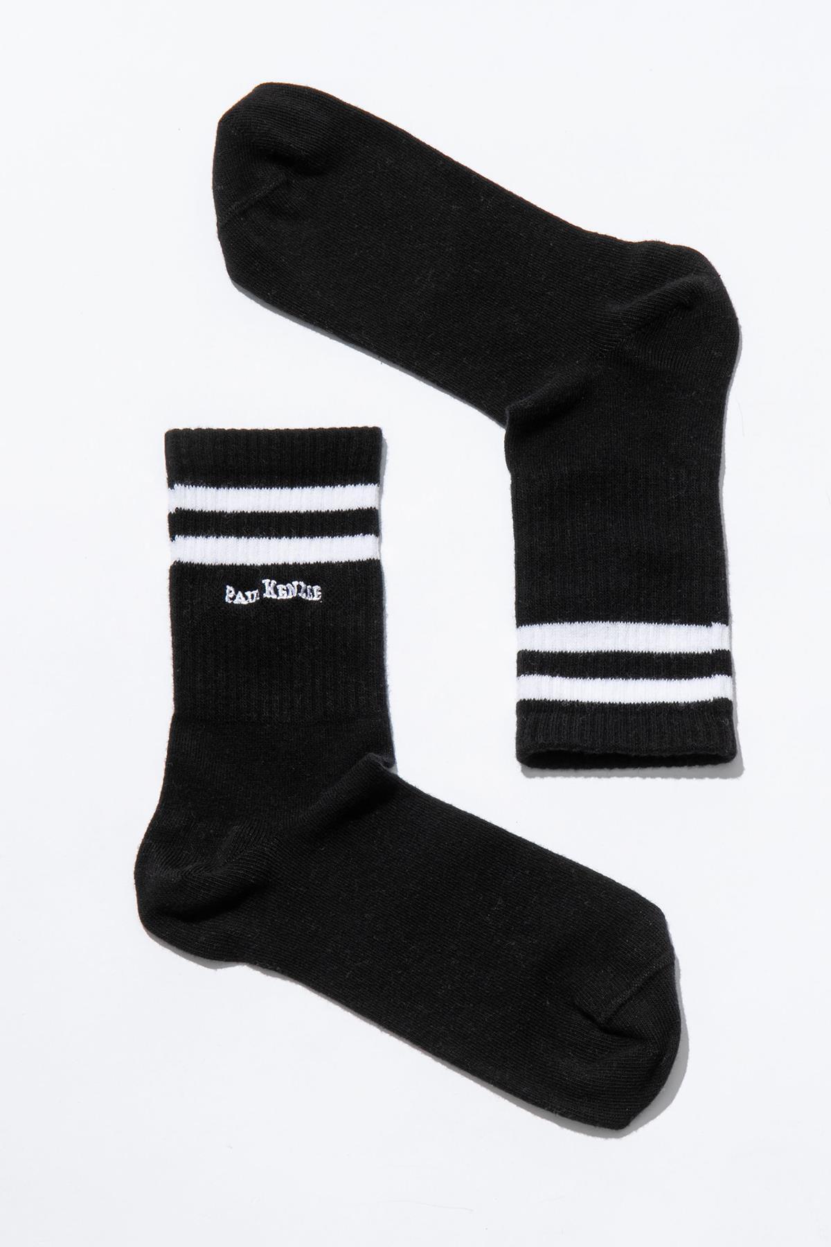 Paul Kenzie Unisex Nakışlı Uzun Çorap - Shadow görsel 2