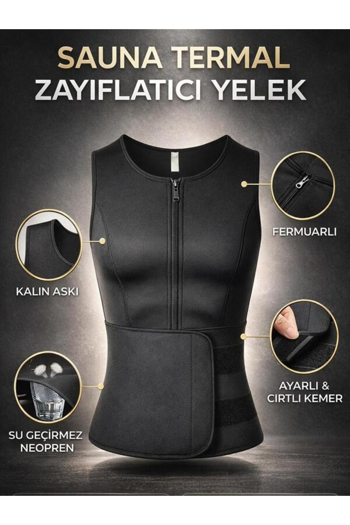 Ankaflex Unisex Göbek Yağ Yakıcı Sauna Korse Terletici Ceket Korse Termal Isı Yalıtımlı Vücut Yeleği görsel 2
