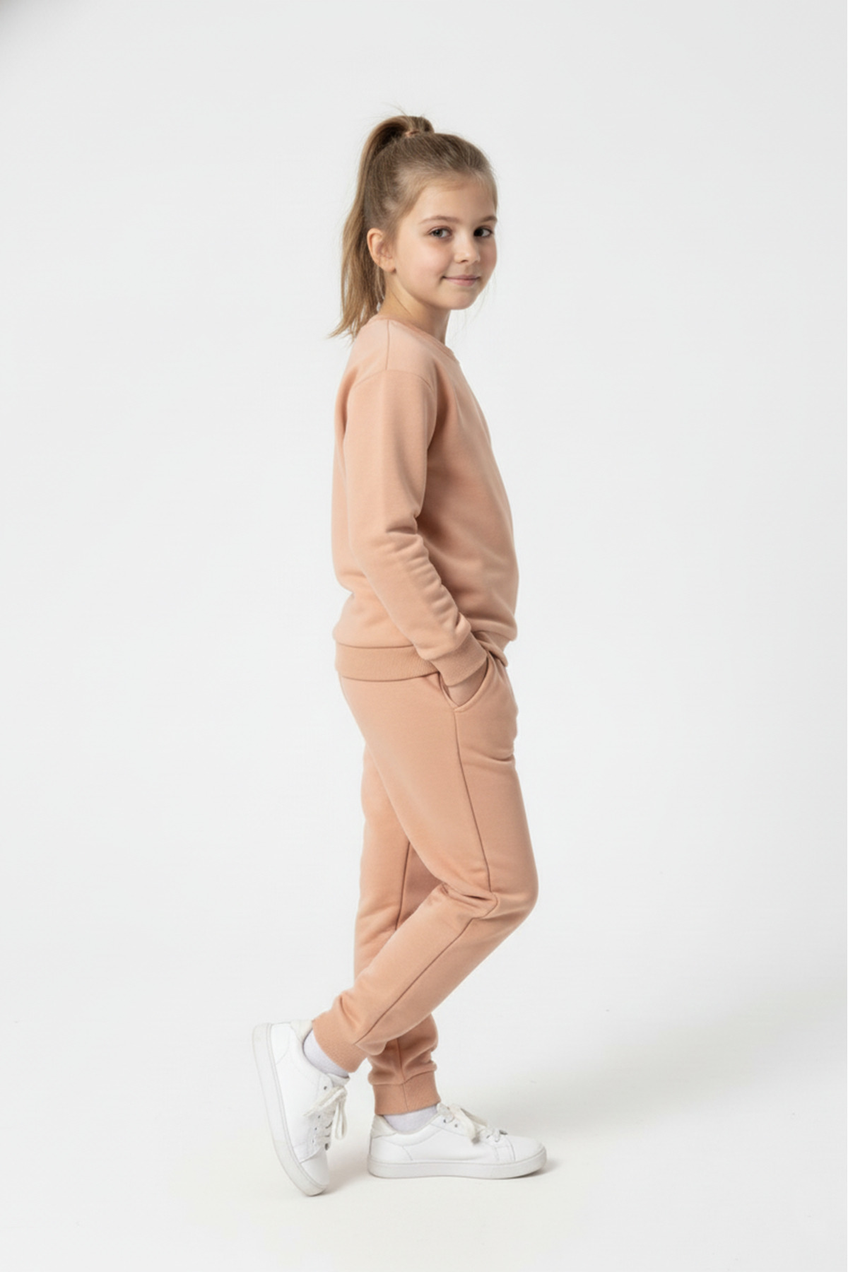 s.t. sebat tekstil Baskısız, Cepli Çocuk 2 İplik Pijama Takımı M00776 PUDRA fotoğrafı 3 (önizleme)