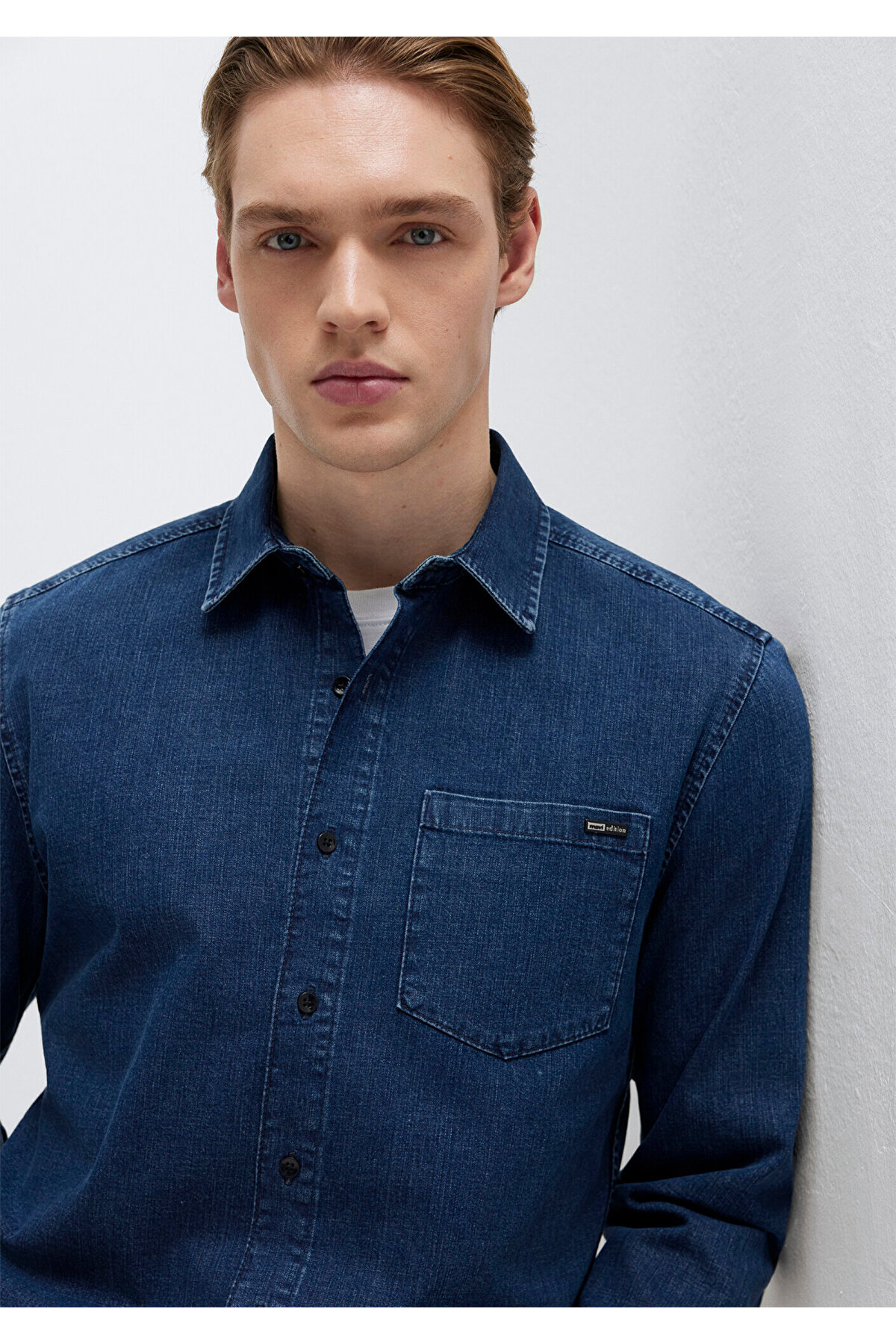 Mavi  Eric Edition Puslu İndigo Mavisi Jean Gömlek Regular Fit / Normal Kesim 0211504-91348 - Görsel 2
