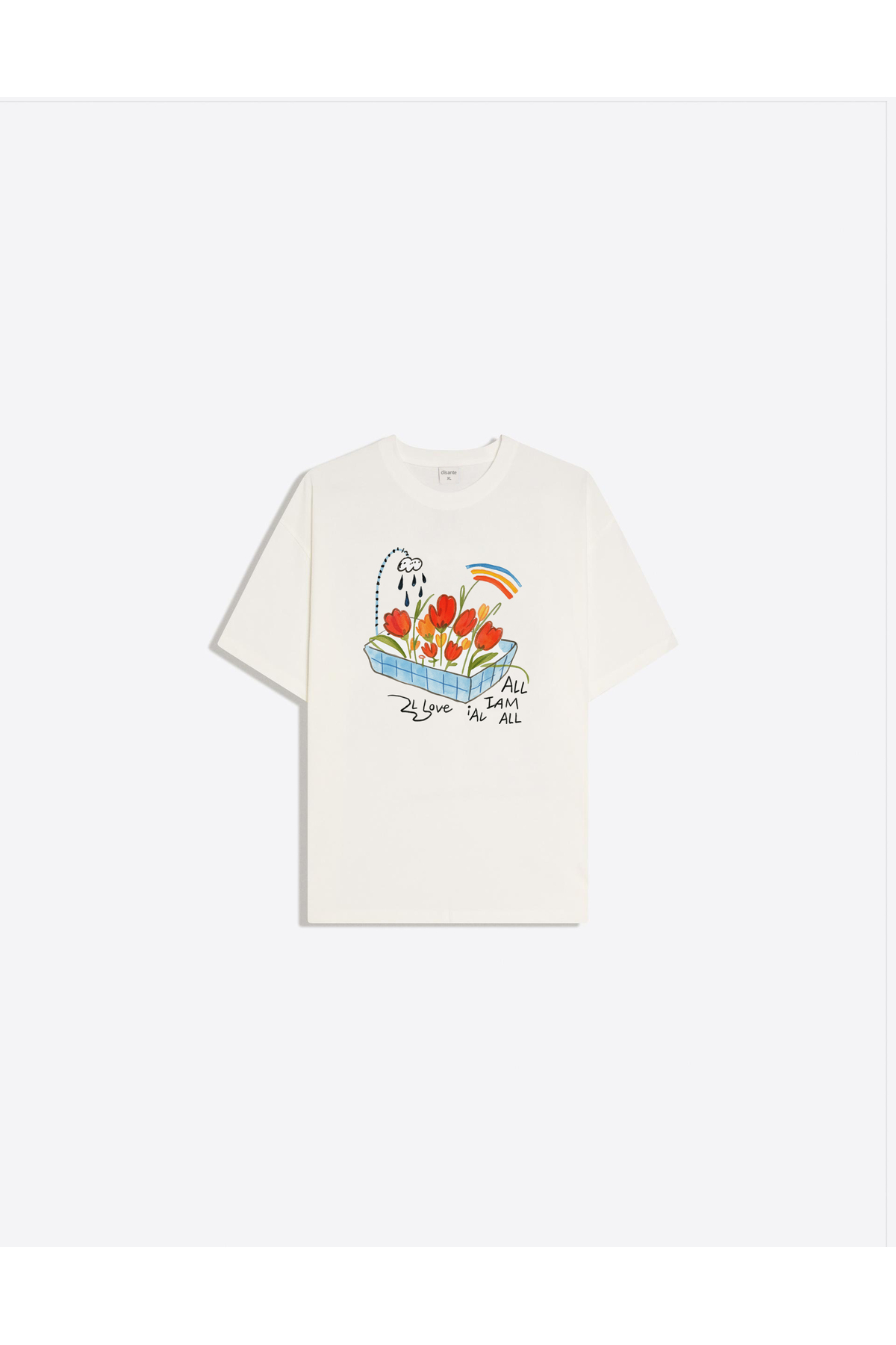 Disante  All Is Love Baskılı Bisiklet Yaka Oversize Trend Kadın T-shirt - Görsel 3