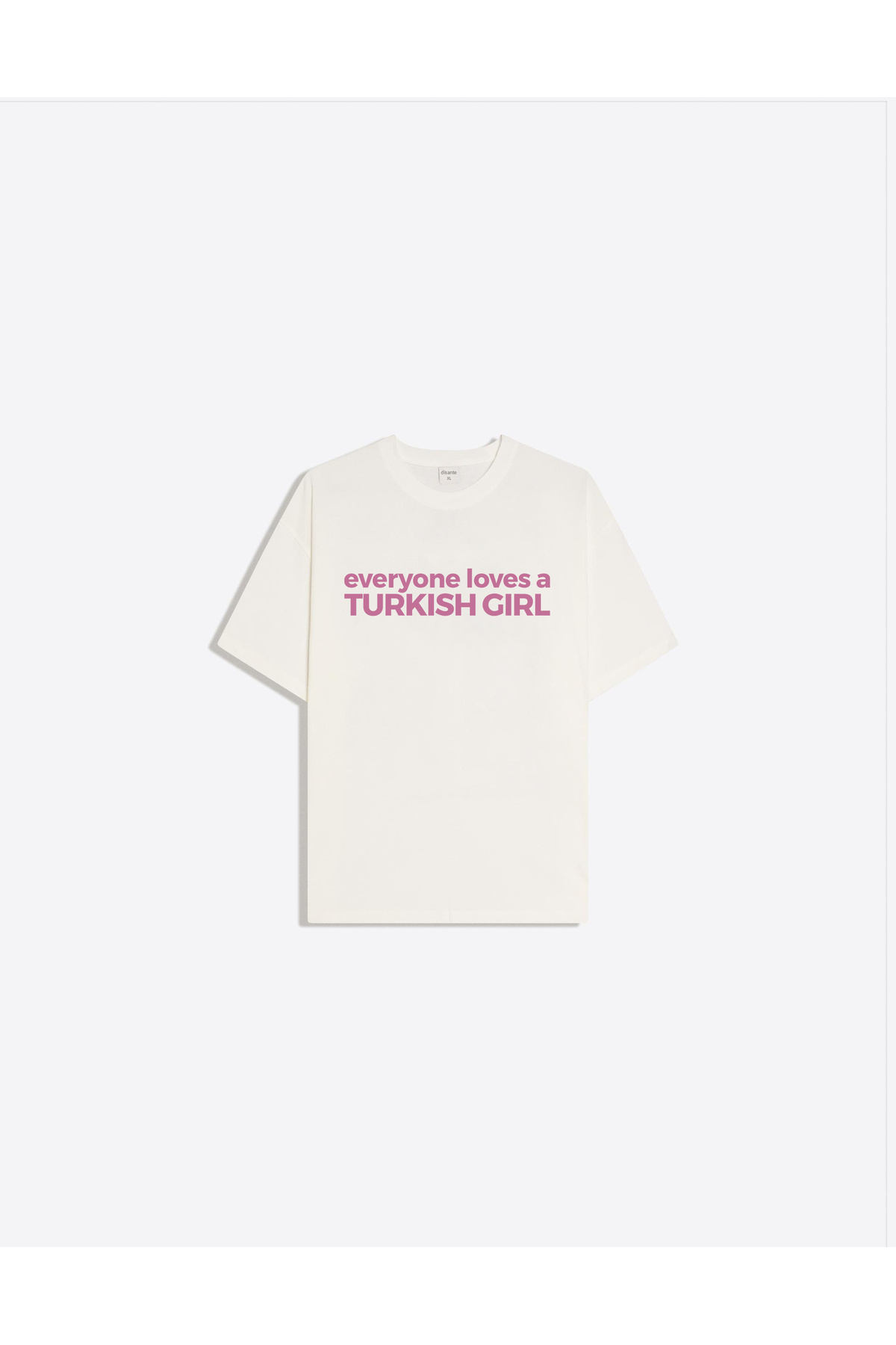 Disante  Turkish Girl Baskılı Bisiklet Yaka Oversize Trend Kadın T-shirt