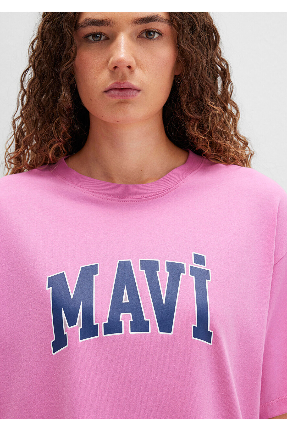 Mavi PinkLogoPrintedOversizeT-shirt - 1600843 -71033- Trendyol