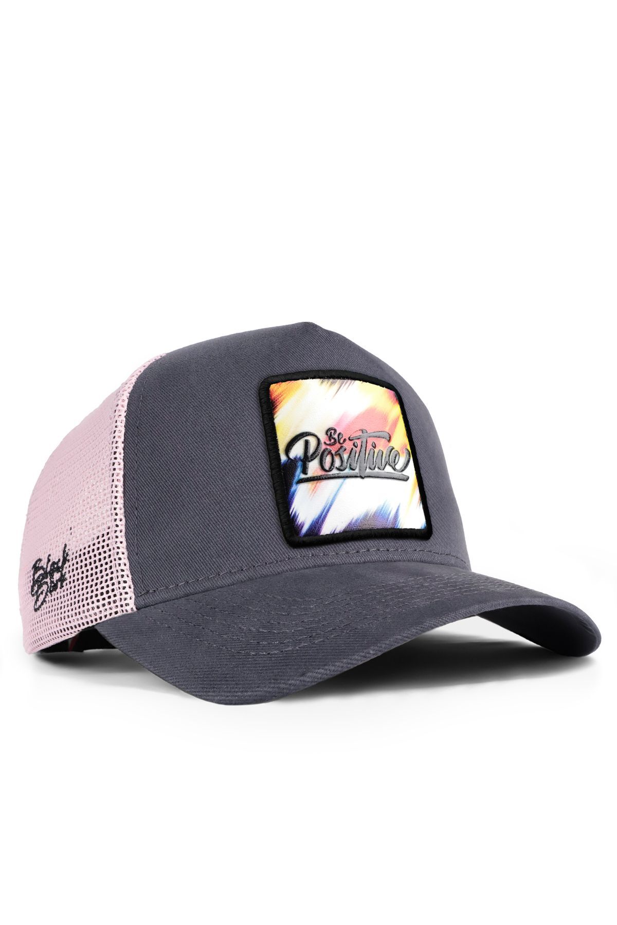 Anthracite-Pink Trucker Hat with Positive Logo