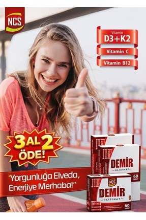 Ncs Demir Glisinat Vitamin C 60 Tablet Vitamin D3 K2 Folik Asit Complex Bisgl...