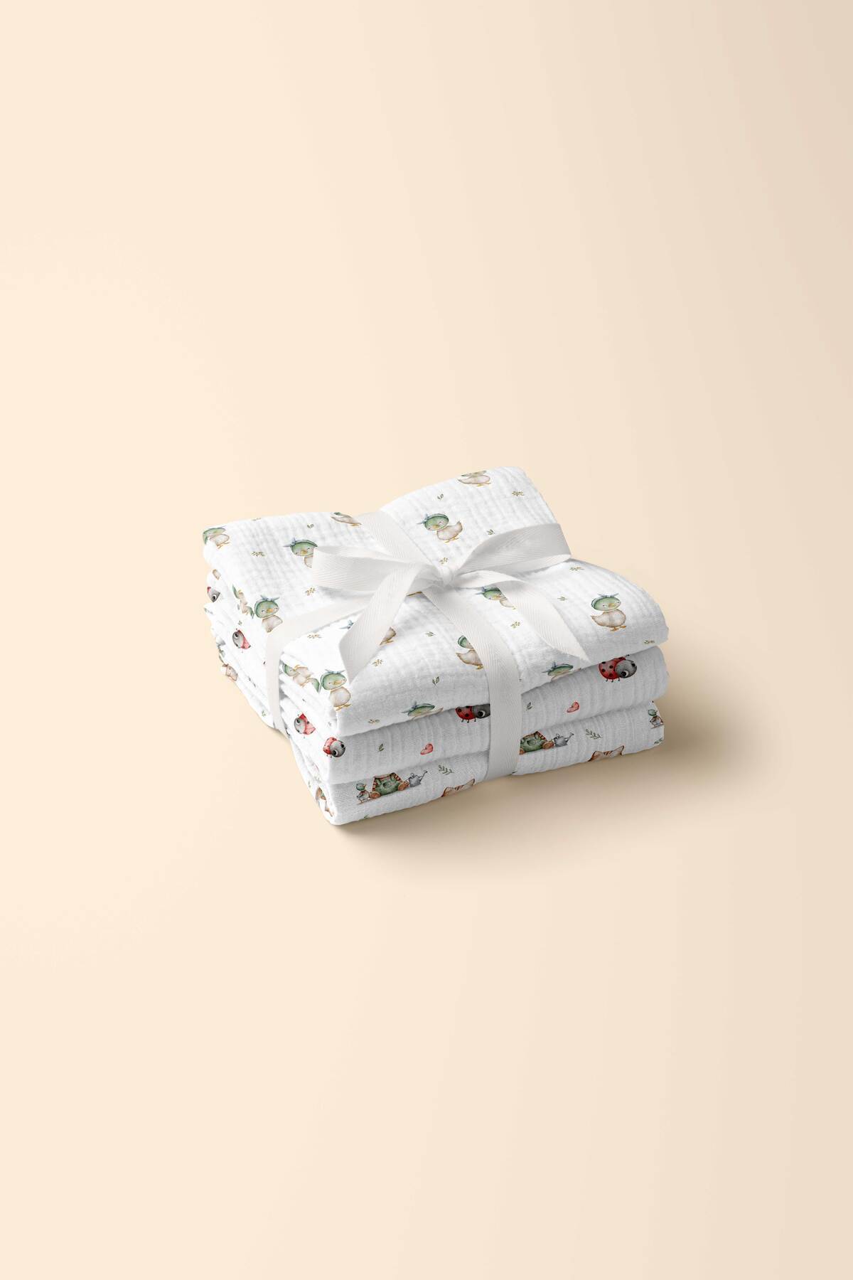 cekic kids 3'lü Set - 2 Katlı Desenli Müslin Bebek Battaniyesi - %100 Pamuk - 80x90 cm fotoğrafı 4 (önizleme)