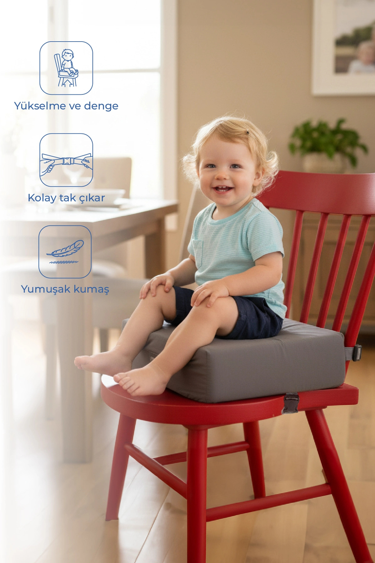 Babyjem QuickBoost Bebek Mama Sandalye Yükseltici Minder Antrasit