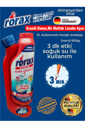 Rorax Otomatik Dozajlı 10 Kullanım Lavabo Açıcı 600gr