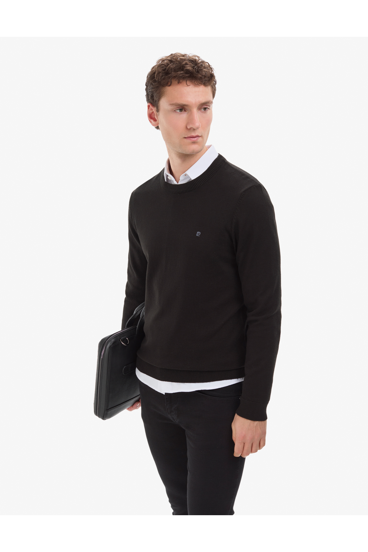 Pierre Cardin  Siyah Slim Fit Bisiklet Yaka Basic Triko Kazak 50314192-VR046 - Görsel 4