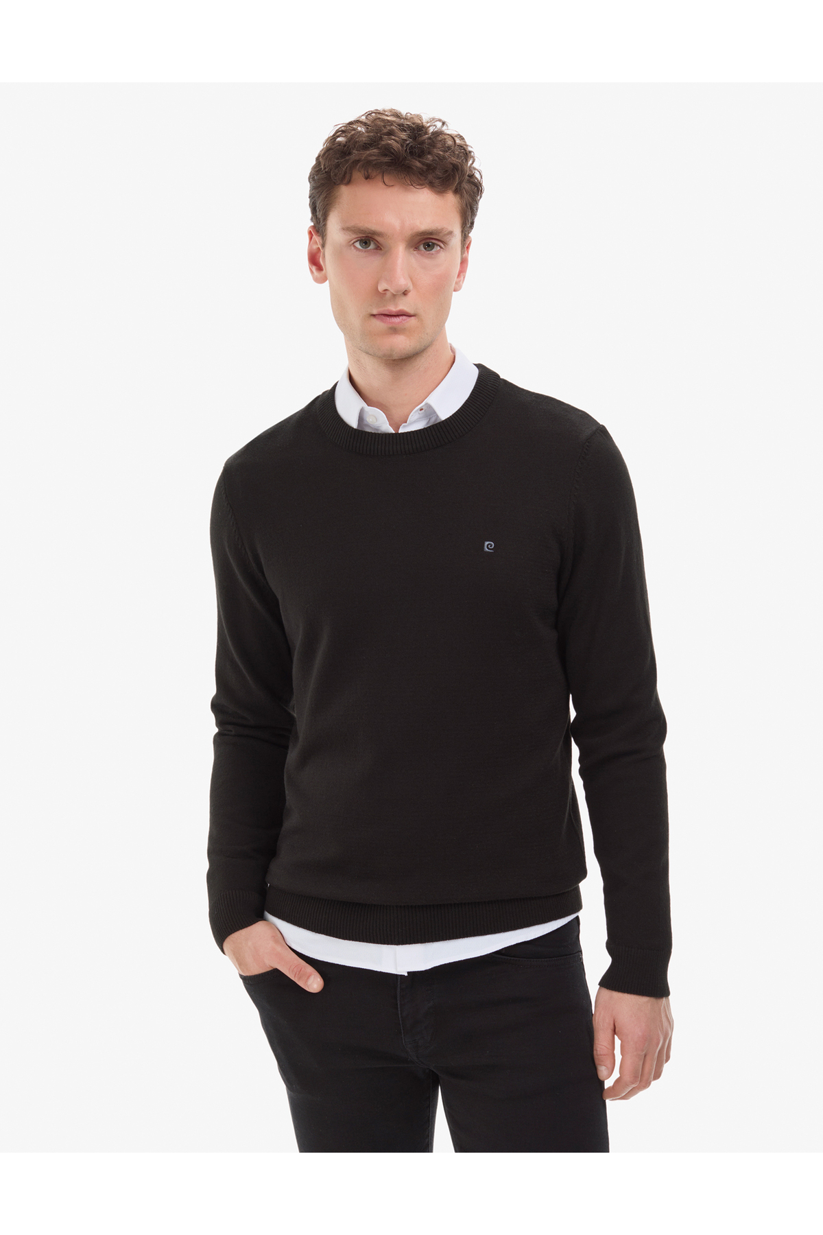 Pierre Cardin  Siyah Slim Fit Bisiklet Yaka Basic Triko Kazak 50314192-VR046 - Görsel 2