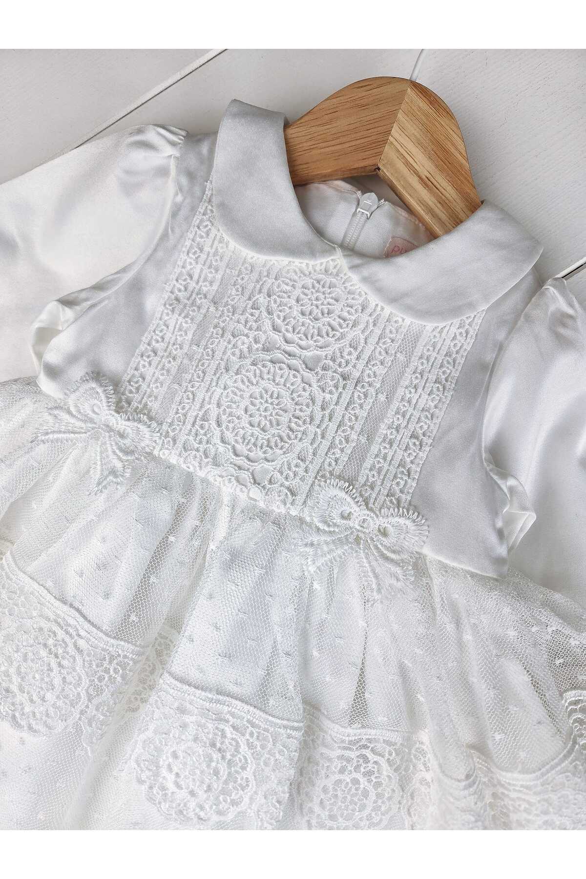 Panfilia Kız Bebek Güpürlü / Dantelli 4'lü Mevlüt Düğün Elbise Seti fotoğrafı 7 (önizleme)