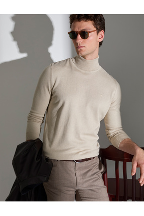 Pierre Cardin Kum Melanj Slim Fit Balıkçı Yaka Basic Triko Kazak 50314202-VR123