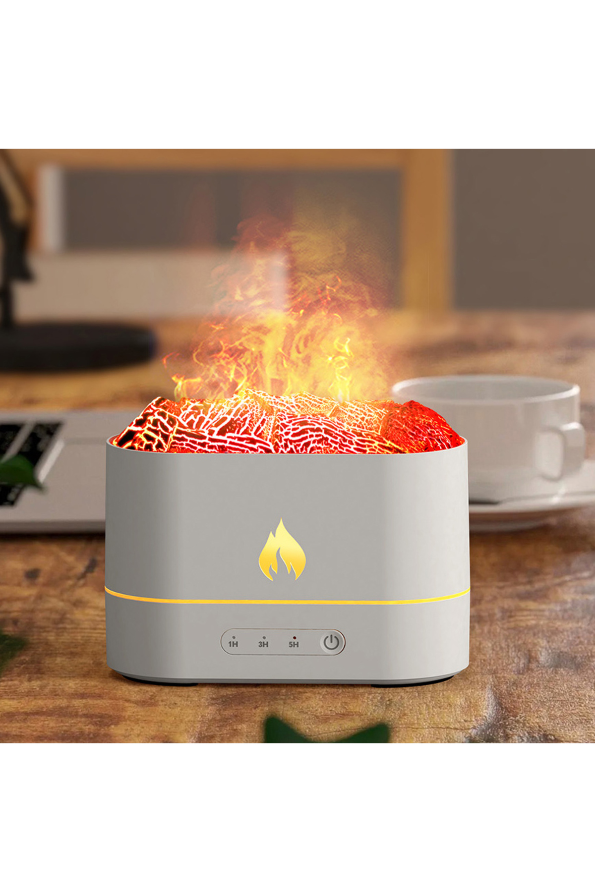 Alev Efektli Volkan Aromaterapi Difüzörü – Ultrasonik Hava Nemlendirici, LED Lava Efekti