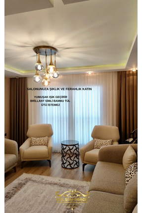 Gülsem Perde Brillant Gumus Simli Bambu Tul Perde 1/3 Sık Pileli Vıdeo'lu Gul...