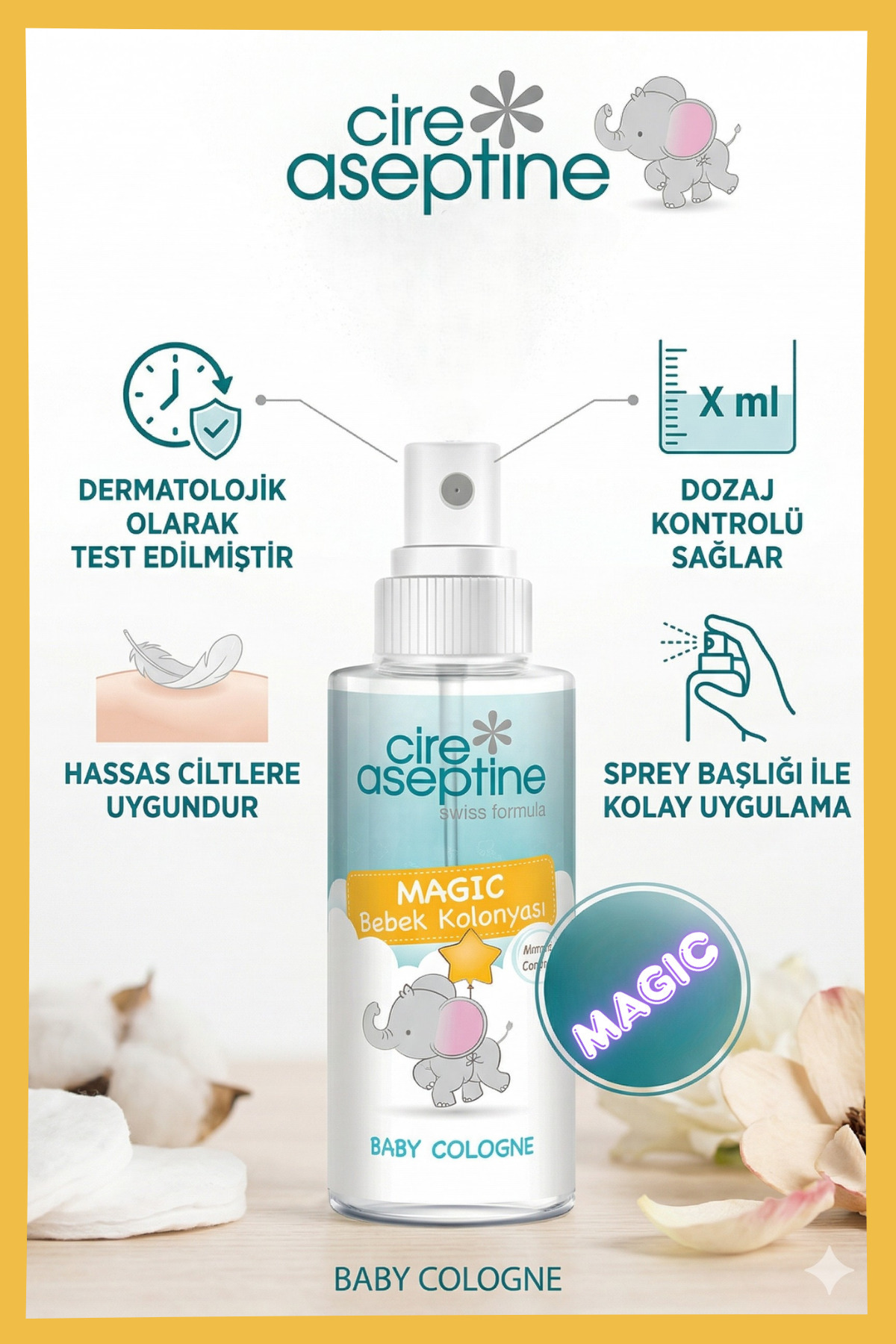 Cire Aseptine Bebek Kolonyası Magic 150 ml fotoğrafı 4 (önizleme)