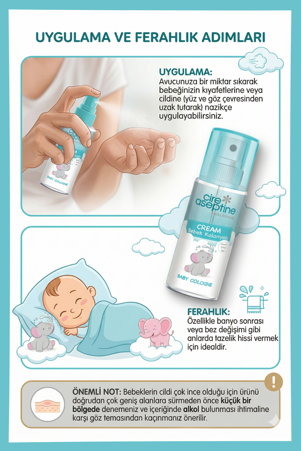 Cire Aseptine Bebek Kolonyası Cream 150 ml fotoğrafı 4 (önizleme)