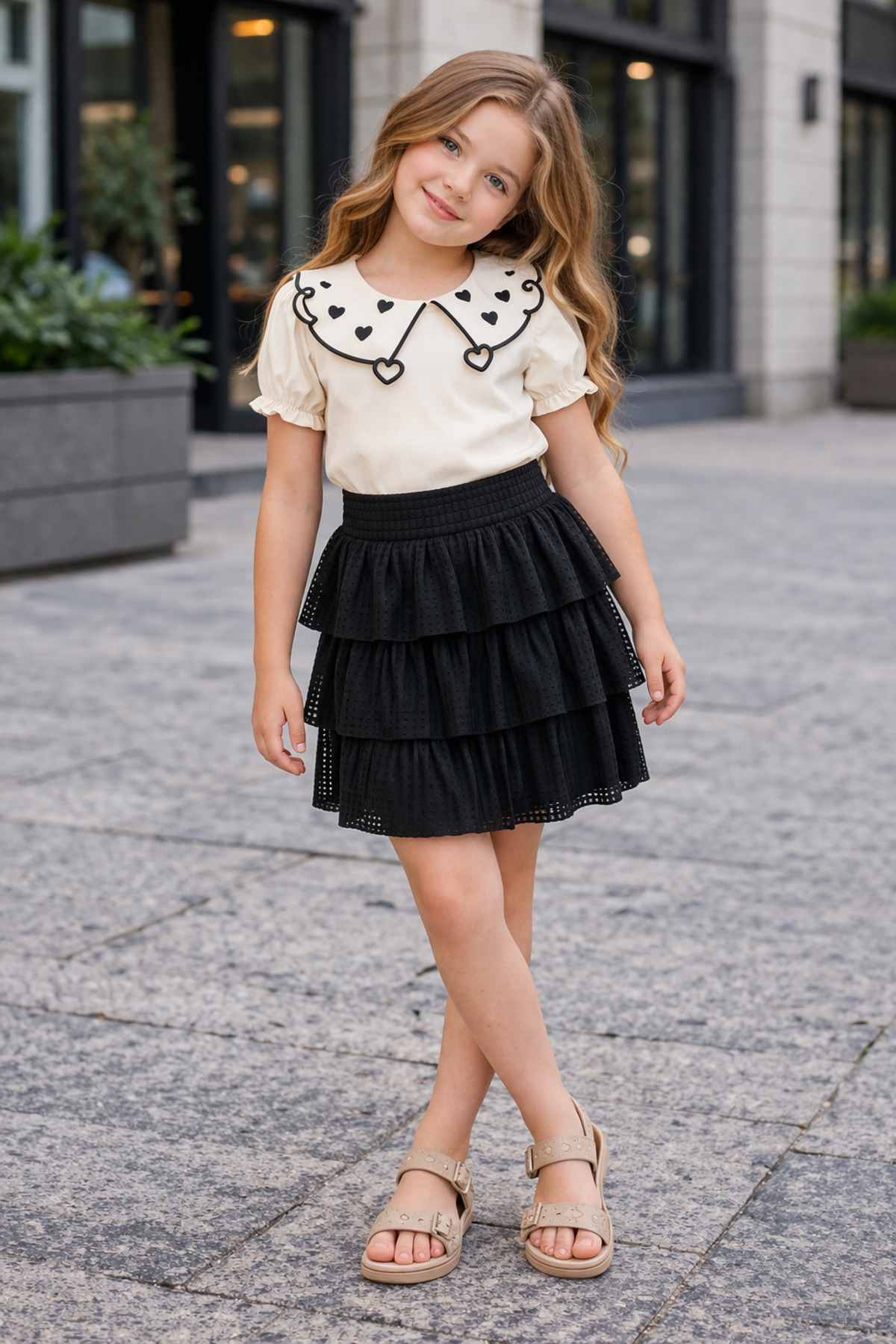 KOKOŞ BEBEK Kalpcik Yaka Detaylı Kokoş Etekli Takım fotoğrafı 2 (önizleme)